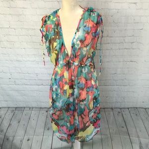 Kenneth Cole Reaction Multi Water Color Shear Shoulder Dress